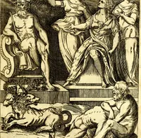 An illustration from Le imagini de i dei de gli antichi : nelle qvali si contengono gl' idoli, i riti, le cerimonie, & altre cose appartenenti alla religione de gli antichi (1592)