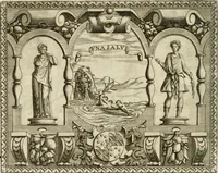 An illustration from Le imprese illustri : con espositioni et discorsi del Sor Ieronimo Ruscelli : al serenissimo et sempre felicissimo re Catolico Filippo D'Austaria : con la giunta di altre imprese tutto riordinato et corretto da Fran.co Patritio (1572)