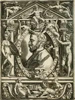 An illustration from Le imprese illustri : con espositioni et discorsi del Sor Ieronimo Ruscelli : al serenissimo et sempre felicissimo re Catolico Filippo D'Austaria : con la giunta di altre imprese tutto riordinato et corretto da Fran.co Patritio (1572)