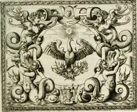 An illustration from Le imprese illustri : con espositioni et discorsi del Sor Ieronimo Ruscelli : al serenissimo et sempre felicissimo re Catolico Filippo D'Austaria : con la giunta di altre imprese tutto riordinato et corretto da Fran.co Patritio (1572)