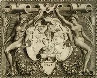 An illustration from Le imprese illustri : con espositioni et discorsi del Sor Ieronimo Ruscelli : al serenissimo et sempre felicissimo re Catolico Filippo D'Austaria : con la giunta di altre imprese tutto riordinato et corretto da Fran.co Patritio (1572)