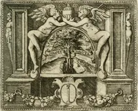 An illustration from Le imprese illustri : con espositioni et discorsi del Sor Ieronimo Ruscelli : al serenissimo et sempre felicissimo re Catolico Filippo D'Austaria : con la giunta di altre imprese tutto riordinato et corretto da Fran.co Patritio (1572)