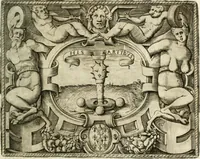 An illustration from Le imprese illustri : con espositioni et discorsi del Sor Ieronimo Ruscelli : al serenissimo et sempre felicissimo re Catolico Filippo D'Austaria : con la giunta di altre imprese tutto riordinato et corretto da Fran.co Patritio (1572)