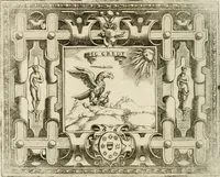 An illustration from Le imprese illustri : con espositioni et discorsi del Sor Ieronimo Ruscelli : al serenissimo et sempre felicissimo re Catolico Filippo D'Austaria : con la giunta di altre imprese tutto riordinato et corretto da Fran.co Patritio (1572)
