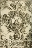 An illustration from Le imprese illustri : con espositioni et discorsi del Sor Ieronimo Ruscelli : al serenissimo et sempre felicissimo re Catolico Filippo D'Austaria : con la giunta di altre imprese tutto riordinato et corretto da Fran.co Patritio (1572)