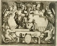 An illustration from Le imprese illustri : con espositioni et discorsi del Sor Ieronimo Ruscelli : al serenissimo et sempre felicissimo re Catolico Filippo D'Austaria : con la giunta di altre imprese tutto riordinato et corretto da Fran.co Patritio (1572)