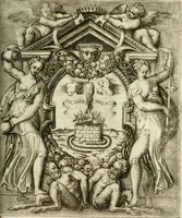 An illustration from Le imprese illustri : con espositioni et discorsi del Sor Ieronimo Ruscelli : al serenissimo et sempre felicissimo re Catolico Filippo D'Austaria : con la giunta di altre imprese tutto riordinato et corretto da Fran.co Patritio (1572)