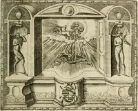 An illustration from Le imprese illustri : con espositioni et discorsi del Sor Ieronimo Ruscelli : al serenissimo et sempre felicissimo re Catolico Filippo D'Austaria : con la giunta di altre imprese tutto riordinato et corretto da Fran.co Patritio (1572)
