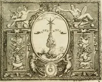 An illustration from Le imprese illustri : con espositioni et discorsi del Sor Ieronimo Ruscelli : al serenissimo et sempre felicissimo re Catolico Filippo D'Austaria : con la giunta di altre imprese tutto riordinato et corretto da Fran.co Patritio (1572)