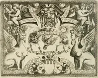 An illustration from Le imprese illustri : con espositioni et discorsi del Sor Ieronimo Ruscelli : al serenissimo et sempre felicissimo re Catolico Filippo D'Austaria : con la giunta di altre imprese tutto riordinato et corretto da Fran.co Patritio (1572)