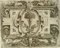 An illustration from Le imprese illustri : con espositioni et discorsi del Sor Ieronimo Ruscelli : al serenissimo et sempre felicissimo re Catolico Filippo D'Austaria : con la giunta di altre imprese tutto riordinato et corretto da Fran.co Patritio (1572)