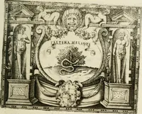 An illustration from Le imprese illustri : con espositioni et discorsi del Sor Ieronimo Ruscelli : al serenissimo et sempre felicissimo re Catolico Filippo D'Austaria : con la giunta di altre imprese tutto riordinato et corretto da Fran.co Patritio (1572)
