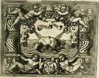 Picture 240 of 246 from Le imprese illustri : con espositioni et discorsi del Sor Ieronimo Ruscelli : al serenissimo et sempre felicissimo re Catolico Filippo D'Austaria : con la giunta di altre imprese tutto riordinato et corretto da Fran.co Patritio (1572), leaf 592