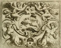 An illustration from Le imprese illustri : con espositioni et discorsi del Sor Ieronimo Ruscelli : al serenissimo et sempre felicissimo re Catolico Filippo D'Austaria : con la giunta di altre imprese tutto riordinato et corretto da Fran.co Patritio (1572)