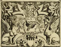 An illustration from Le imprese illvstri del s.or Ieronimo Rvscelli. Aggivntovi nvovam.te il qvarto libro da Vincenzo Rvscelli da Viterbo.. (1584)