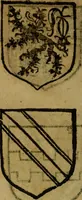 An illustration from Le jardin d'armoiries : contenant les armes de plusieurs nobles royaumes & maisons de Germanie Inferieure: oeuvre autant nouveau, que proufitable à tous amateurs du noble exercice d'armes. Den boomagert der wapenen, inhoudende wapenen van vele edele huysen van dese Nederlanden, en andere onliggende .. (1567)