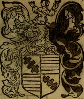 An illustration from Le jardin d'armoiries : contenant les armes de plusieurs nobles royaumes & maisons de Germanie Inferieure: oeuvre autant nouveau, que proufitable à tous amateurs du noble exercice d'armes. Den boomagert der wapenen, inhoudende wapenen van vele edele huysen van dese Nederlanden, en andere onliggende .. (1567)