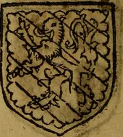 An illustration from Le jardin d'armoiries : contenant les armes de plusieurs nobles royaumes & maisons de Germanie Inferieure: oeuvre autant nouveau, que proufitable à tous amateurs du noble exercice d'armes. Den boomagert der wapenen, inhoudende wapenen van vele edele huysen van dese Nederlanden, en andere onliggende .. (1567)