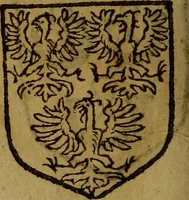 An illustration from Le jardin d'armoiries : contenant les armes de plusieurs nobles royaumes & maisons de Germanie Inferieure: oeuvre autant nouveau, que proufitable à tous amateurs du noble exercice d'armes. Den boomagert der wapenen, inhoudende wapenen van vele edele huysen van dese Nederlanden, en andere onliggende .. (1567)