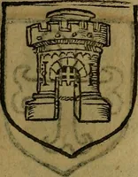 An illustration from Le jardin d'armoiries : contenant les armes de plusieurs nobles royaumes & maisons de Germanie Inferieure: oeuvre autant nouveau, que proufitable à tous amateurs du noble exercice d'armes. Den boomagert der wapenen, inhoudende wapenen van vele edele huysen van dese Nederlanden, en andere onliggende .. (1567)