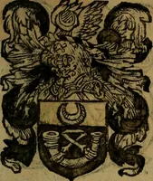 An illustration from Le jardin d'armoiries : contenant les armes de plusieurs nobles royaumes & maisons de Germanie Inferieure: oeuvre autant nouveau, que proufitable à tous amateurs du noble exercice d'armes. Den boomagert der wapenen, inhoudende wapenen van vele edele huysen van dese Nederlanden, en andere onliggende .. (1567)