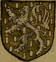An illustration from Le jardin d'armoiries : contenant les armes de plusieurs nobles royaumes & maisons de Germanie Inferieure: oeuvre autant nouveau, que proufitable à tous amateurs du noble exercice d'armes. Den boomagert der wapenen, inhoudende wapenen van vele edele huysen van dese Nederlanden, en andere onliggende .. (1567)
