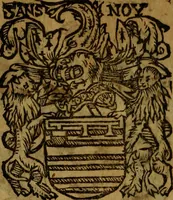 An illustration from Le jardin d'armoiries : contenant les armes de plusieurs nobles royaumes & maisons de Germanie Inferieure: oeuvre autant nouveau, que proufitable à tous amateurs du noble exercice d'armes. Den boomagert der wapenen, inhoudende wapenen van vele edele huysen van dese Nederlanden, en andere onliggende .. (1567)