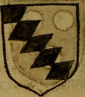 An illustration from Le jardin d'armoiries : contenant les armes de plusieurs nobles royaumes & maisons de Germanie Inferieure: oeuvre autant nouveau, que proufitable à tous amateurs du noble exercice d'armes. Den boomagert der wapenen, inhoudende wapenen van vele edele huysen van dese Nederlanden, en andere onliggende .. (1567)