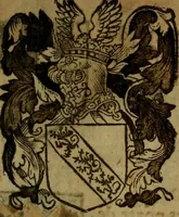 An illustration from Le jardin d'armoiries : contenant les armes de plusieurs nobles royaumes & maisons de Germanie Inferieure: oeuvre autant nouveau, que proufitable à tous amateurs du noble exercice d'armes. Den boomagert der wapenen, inhoudende wapenen van vele edele huysen van dese Nederlanden, en andere onliggende .. (1567)