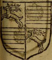 An illustration from Le jardin d'armoiries : contenant les armes de plusieurs nobles royaumes & maisons de Germanie Inferieure: oeuvre autant nouveau, que proufitable à tous amateurs du noble exercice d'armes. Den boomagert der wapenen, inhoudende wapenen van vele edele huysen van dese Nederlanden, en andere onliggende .. (1567)