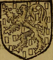 An illustration from Le jardin d'armoiries : contenant les armes de plusieurs nobles royaumes & maisons de Germanie Inferieure: oeuvre autant nouveau, que proufitable à tous amateurs du noble exercice d'armes. Den boomagert der wapenen, inhoudende wapenen van vele edele huysen van dese Nederlanden, en andere onliggende .. (1567)