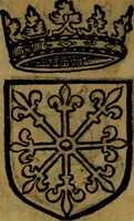 An illustration from Le jardin d'armoiries : contenant les armes de plusieurs nobles royaumes & maisons de Germanie Inferieure: oeuvre autant nouveau, que proufitable à tous amateurs du noble exercice d'armes. Den boomagert der wapenen, inhoudende wapenen van vele edele huysen van dese Nederlanden, en andere onliggende .. (1567)