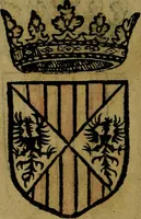 An illustration from Le jardin d'armoiries : contenant les armes de plusieurs nobles royaumes & maisons de Germanie Inferieure: oeuvre autant nouveau, que proufitable à tous amateurs du noble exercice d'armes. Den boomagert der wapenen, inhoudende wapenen van vele edele huysen van dese Nederlanden, en andere onliggende .. (1567)