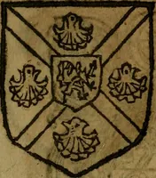 An illustration from Le jardin d'armoiries : contenant les armes de plusieurs nobles royaumes & maisons de Germanie Inferieure: oeuvre autant nouveau, que proufitable à tous amateurs du noble exercice d'armes. Den boomagert der wapenen, inhoudende wapenen van vele edele huysen van dese Nederlanden, en andere onliggende .. (1567)