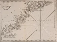 An illustration from Le Petit Neptune français; or, French coasting pilot, for the coast of Flanders, Channel, Bay of Biscay, and Mediterranean. To which is added the coast of Italy from the river Var to Orbitello; with the Gulf of Naples, and the island of Corsica (1793)