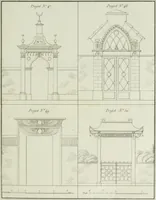 An illustration from Le propriétaire architecte : contenant des modèles de maisons de ville et de campagne, de fermes, orangeries, portes, puits, fontaines, etc. : ainsi qu'un traité d'architecture et de construction renferment le résumé desnouvelles découvertes relatives aux constructions : ouvrage utile aux architects, aux ingénieurs, aux entrepreneurs et principalement aux personnes qui veulent diriger elles-mêmes leurs ouvriers (1827)