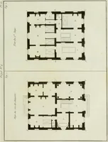 An illustration from Le propriétaire architecte : contenant des modèles de maisons de ville et de campagne, de fermes, orangeries, portes, puits, fontaines, etc. : ainsi qu'un traité d'architecture et de construction renferment le résumé desnouvelles découvertes relatives aux constructions : ouvrage utile aux architects, aux ingénieurs, aux entrepreneurs et principalement aux personnes qui veulent diriger elles-mêmes leurs ouvriers (1827)
