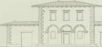 An illustration from Le propriétaire architecte : contenant des modèles de maisons de ville et de campagne, de fermes, orangeries, portes, puits, fontaines, etc. : ainsi qu'un traité d'architecture et de construction renferment le résumé desnouvelles découvertes relatives aux constructions : ouvrage utile aux architects, aux ingénieurs, aux entrepreneurs et principalement aux personnes qui veulent diriger elles-mêmes leurs ouvriers (1827)