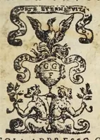 An illustration from Le prose di M. Pietro Bembo : nelle qvali si ragiona della volgar lingua : scritte al Cardinal de' Medici, che poi fu creato a Sommo Pontefice, & detto papa Clemente VII : divise in tre libri, e di nvovo aggionte le postille nel margine, e reuiste con somma diligenza da M. Lodouico Dolce (1561)