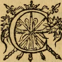 An illustration from Le romant des chevaliers de la gloire, : contenant plvsievrs ... aduentures des princes ... qui parurent aux courses faictes à la Place royale pour la feste des alliances de France & d'Espagne. Avec la description de levrs entrees, equipages, habits, machines, deuises, armes & blasons de leurs maisons. (1612)