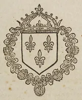 An illustration from Les articles et conditions de la paix et perpetuelle alliance contractée entre tres-hauts & tres-puissans princes, : Phillippe par la grace de Dieu Roy Catholique des Espaignes, &c. & Henry quatriesme de ce nom par la mesme grace Roy Tres-Chrestien de France, l'an 1598. Y joincts aussi les articles de la paix traictée au chasteau en Cambresis l'An 1559. entre ledit S. Roy Catholique des Espaignes, & feu Henry Roy Tres-Chrestien de France (1598)