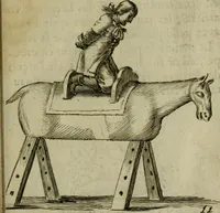 An illustration from L'escuyer françois : qui enseigne a monter a cheval et a voltiger par une methode toute particuliere (1679)