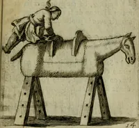 Picture 21 of 53 from L'escuyer françois : qui enseigne a monter a cheval et a voltiger par une methode toute particuliere (1679), leaf 38