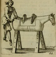 An illustration from L'escuyer françois : qui enseigne a monter a cheval et a voltiger par une methode toute particuliere (1679)