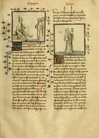 An illustration from Dits des philosophes. Le mireon aux pecheurs. Le livre Griseledis. Le mireon des pecheurs
