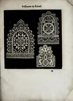 An illustration from Les excellents eschantillons, patrons et modelles du seigneur Federic de Vinciolo venitien : pour apprendre à faire toutes sortes d'ouurages de lingerie, de poinct couppé, grands et petits passements à iour, & dentelles exquises (1623)