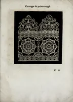 An illustration from Les excellents eschantillons, patrons et modelles du seigneur Federic de Vinciolo venitien : pour apprendre à faire toutes sortes d'ouurages de lingerie, de poinct couppé, grands et petits passements à iour, & dentelles exquises (1623)