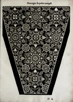 An illustration from Les excellents eschantillons, patrons et modelles du seigneur Federic de Vinciolo venitien : pour apprendre à faire toutes sortes d'ouurages de lingerie, de poinct couppé, grands et petits passements à iour, & dentelles exquises (1623)