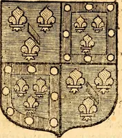 An illustration from Les généaologies historiques des rois, empereurs, &c : et de toutes les maisons souveraines qui ont subsisté jusqu'à présent, exposées dans les cartes généalogiques tirées des meilleurs auteurs, avec des explications historiques et chronologiques .. (1736)