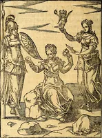 An illustration from Les images des dievx des anciens : contenans les idoles, covstvmes, ceremonies, & autres choses appartenans à la religion des payens (1581)